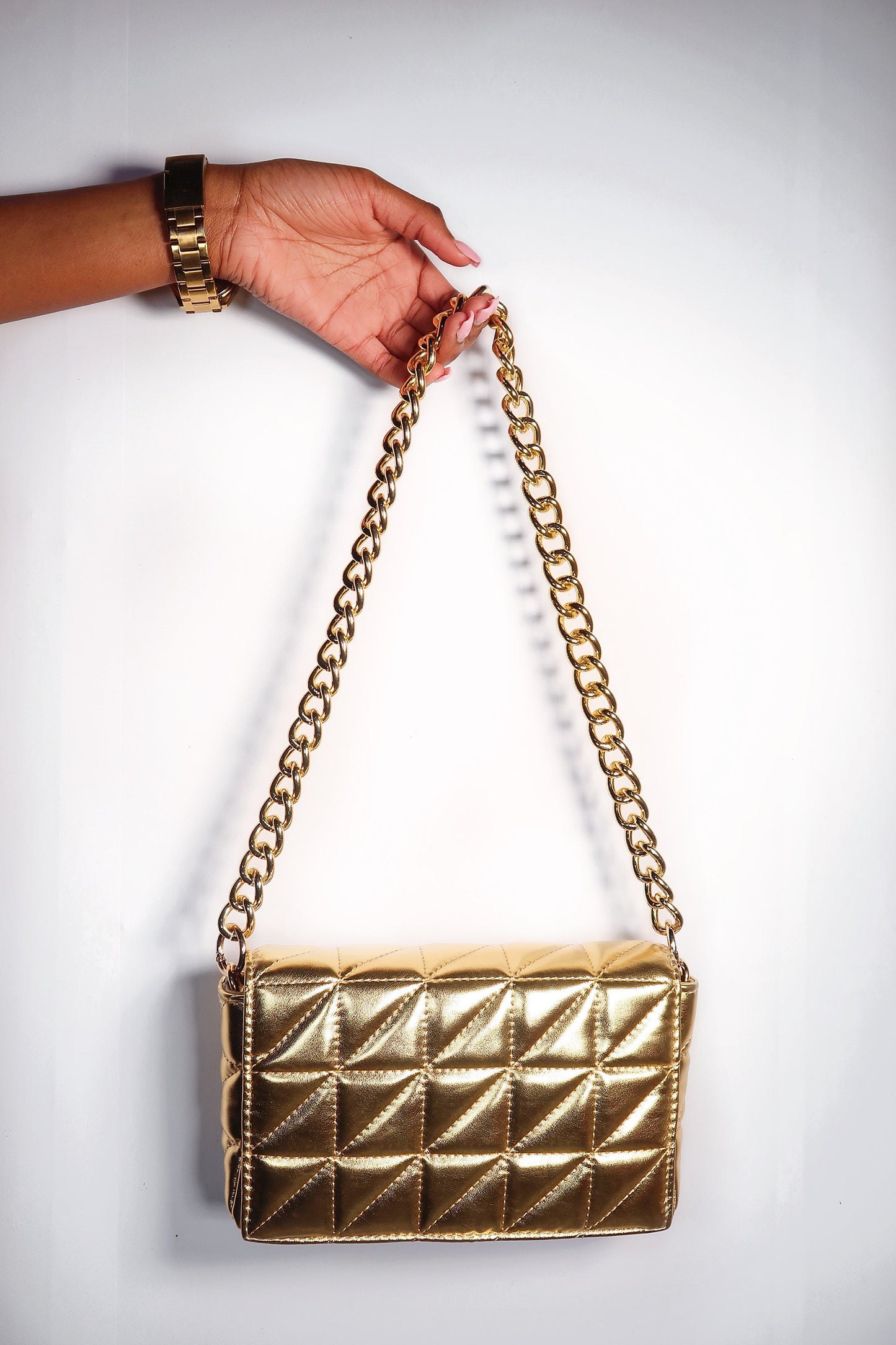 Keep You Looking Metallic Shoulder Bag