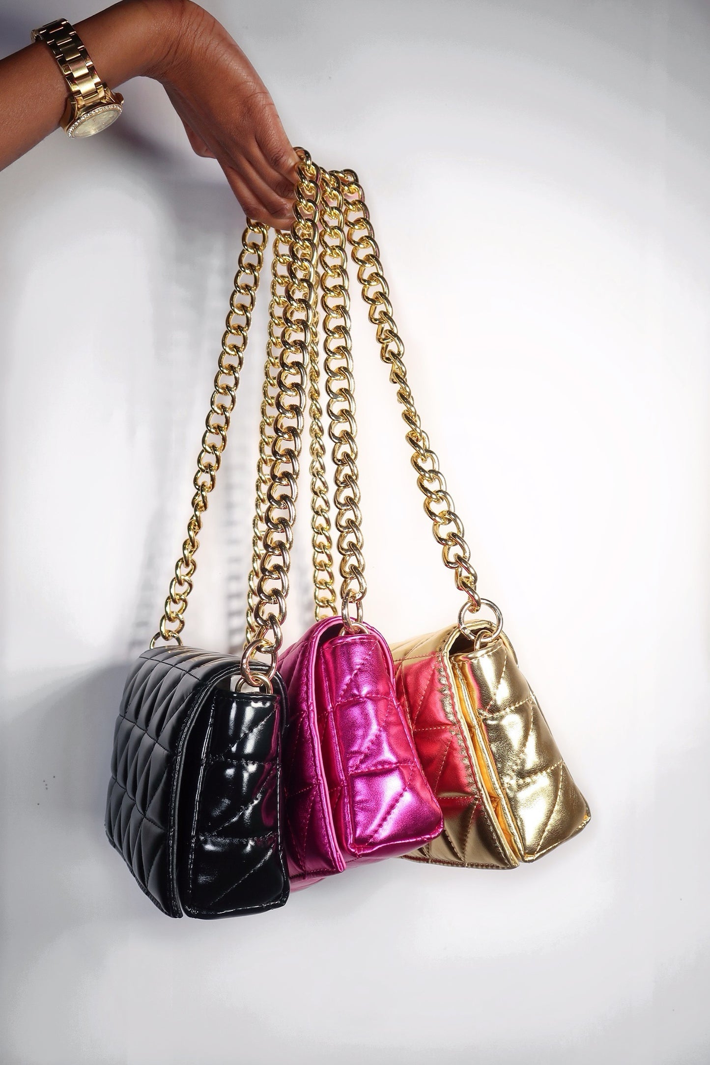 Keep You Looking Metallic Shoulder Bag