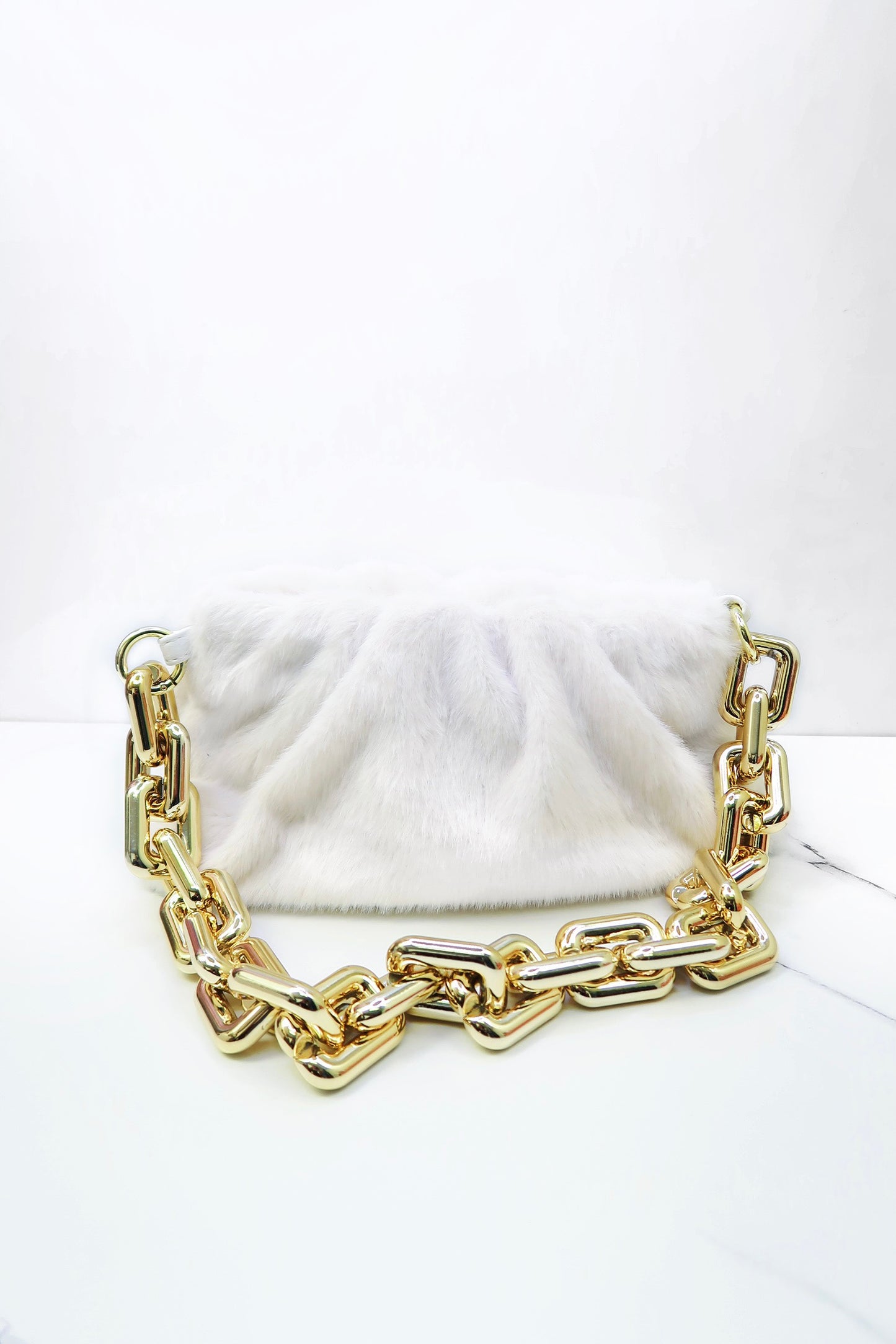 I'm Ready Faux Fur Chained Shoulder Bag | Mimi's Fave