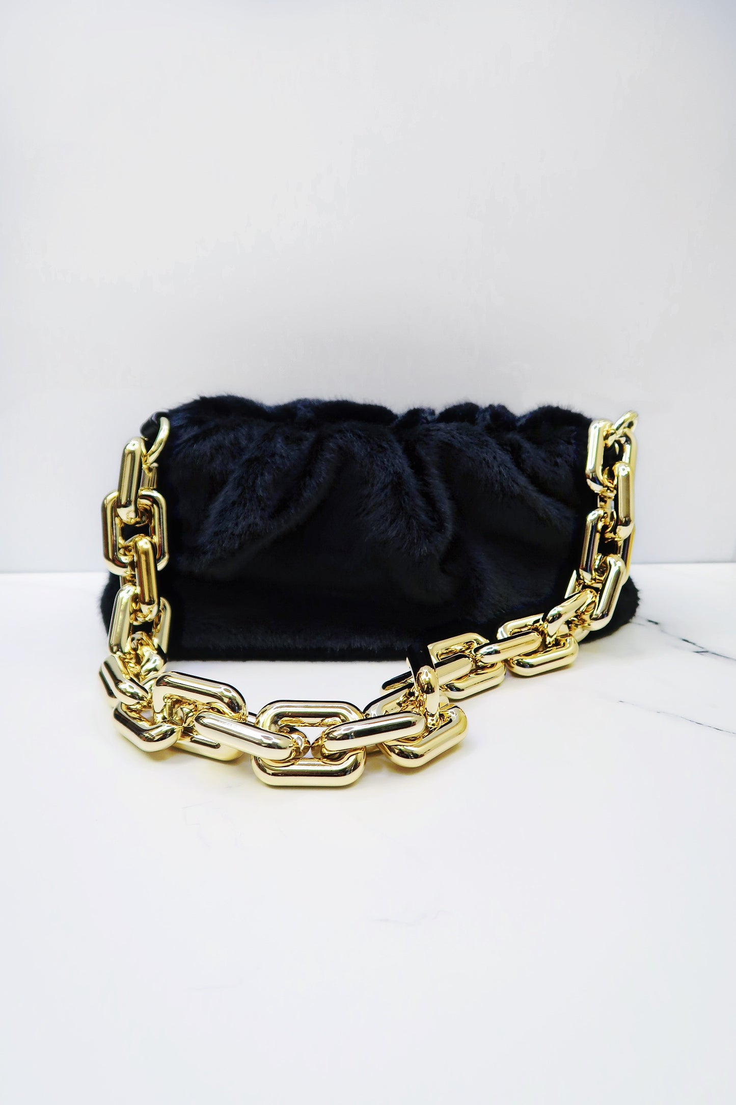 I'm Ready Faux Fur Chained Shoulder Bag | Mimi's Fave