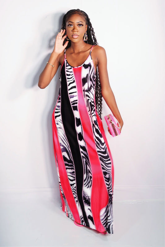 Tropical Heat Pink Maxi Dress